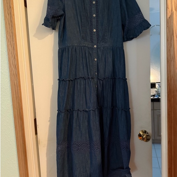 LoveShackFancy Dresses & Skirts - Love shack fancy gap tiered denim dress Prairie look M Get in on Denim Trend